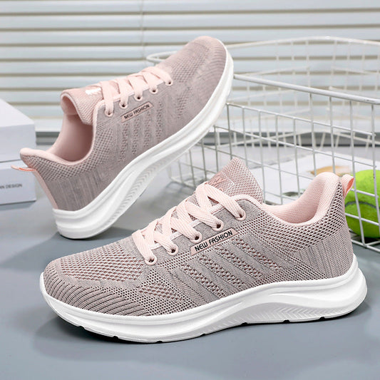 Women’s Running Shoes – Soft Knit – Cushioned Sole – Lace-Up Low Top Supportive Fit