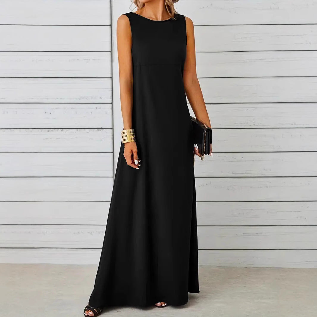 Women’s Mid-Length Dress – Sleeveless – Relaxed Fit – Lightweight Minimalist Style