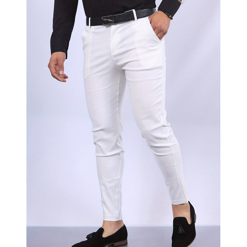 Men’s Dress Pants – Slim Fit – Woven Fabric – Faux Pockets – Full Length Formal Wear