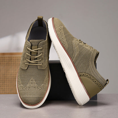 Men’s Dress Shoes – Fly-Knit Lace-Up – Cushioned Sole – Casual Fit