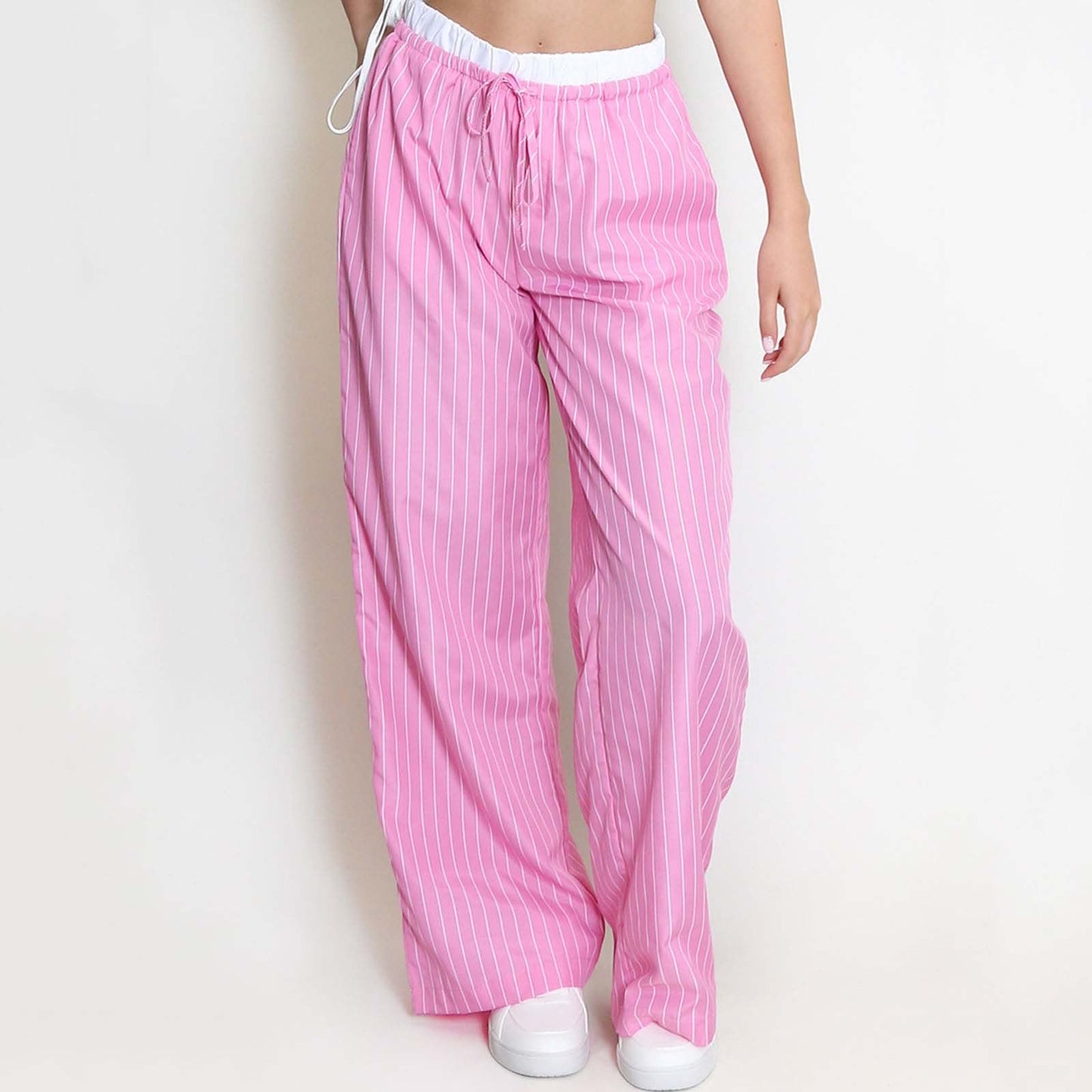 Women’s Wide-Leg Pants – Cotton Blend – Relaxed Fit – Drawstring Waist – Pockets