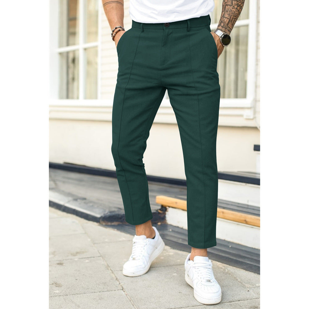 Men’s Casual Trousers – Slim Fit – Double Pleat Front – Ankle Length – Belt Loop Waist