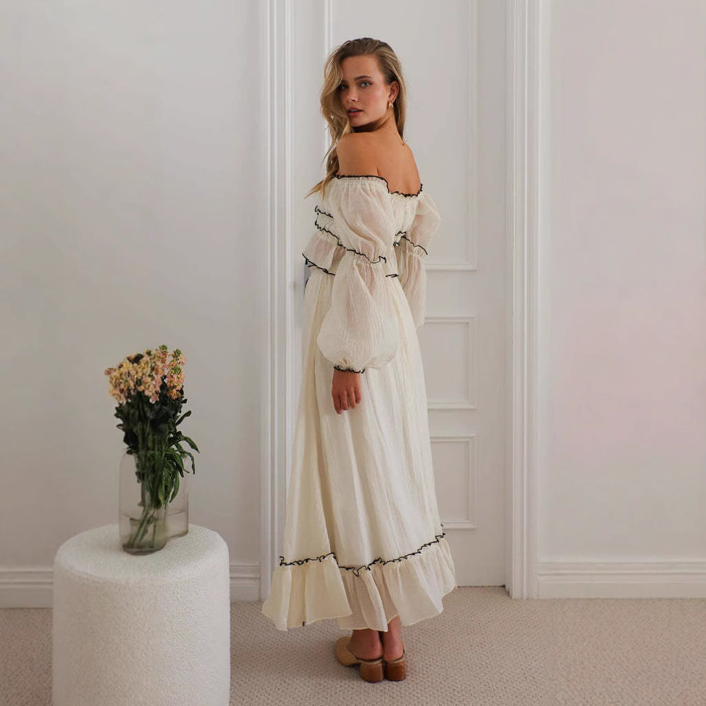 Women’s Two-Piece Set – Off Shoulder Top and Skirt – Ruffle Detail – Relaxed Fit – Boho Style
