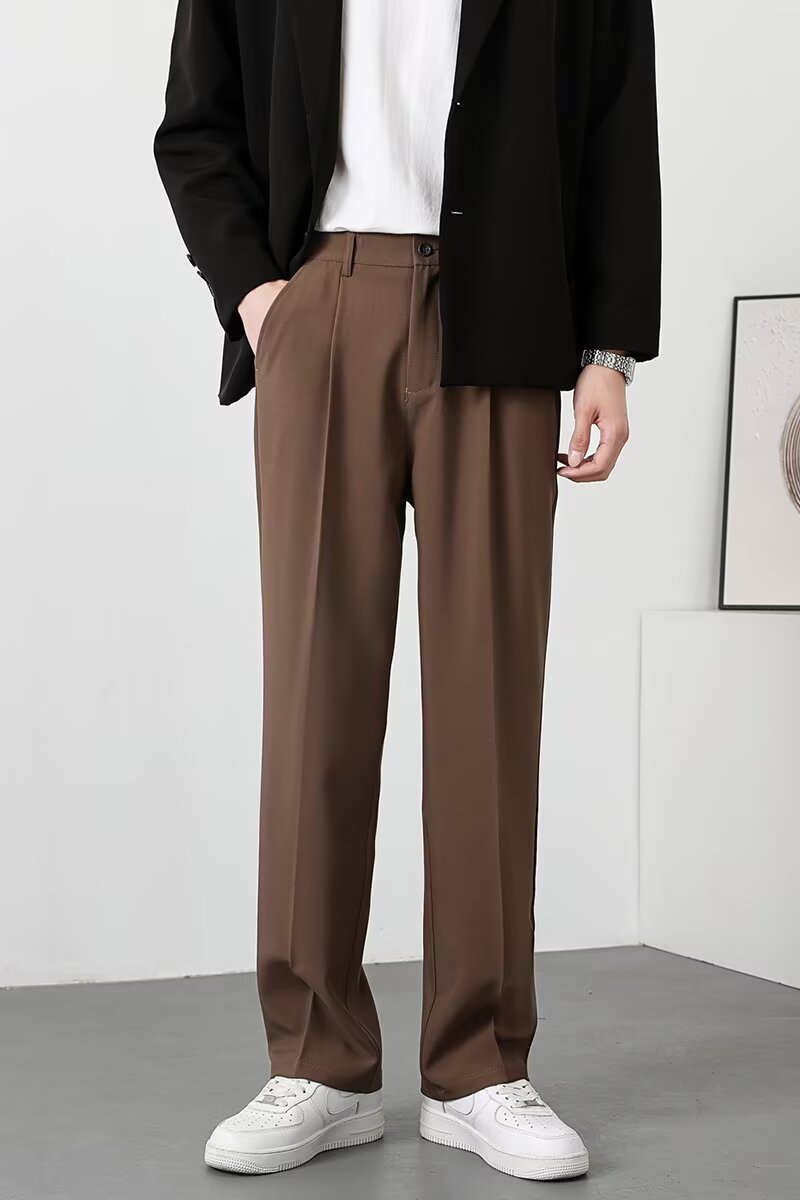 Men’s Slim Fit Trousers – Lightweight Breathable Fabric – Ankle Length – Smart Casual