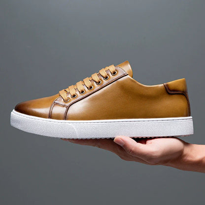 Men’s Low-Top Sneakers – Polished Finish – Lace-Up – Cushioned Sole – Comfortable Fit