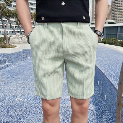 Men’s Tailored Shorts – Slim Fit – Breathable Blend – Button Waist – Knee Length