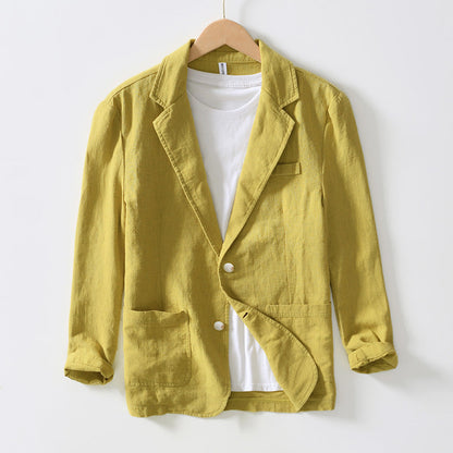 Men’s Blazer – Cotton Linen Blend – Relaxed Fit – Single Breasted Casual Style