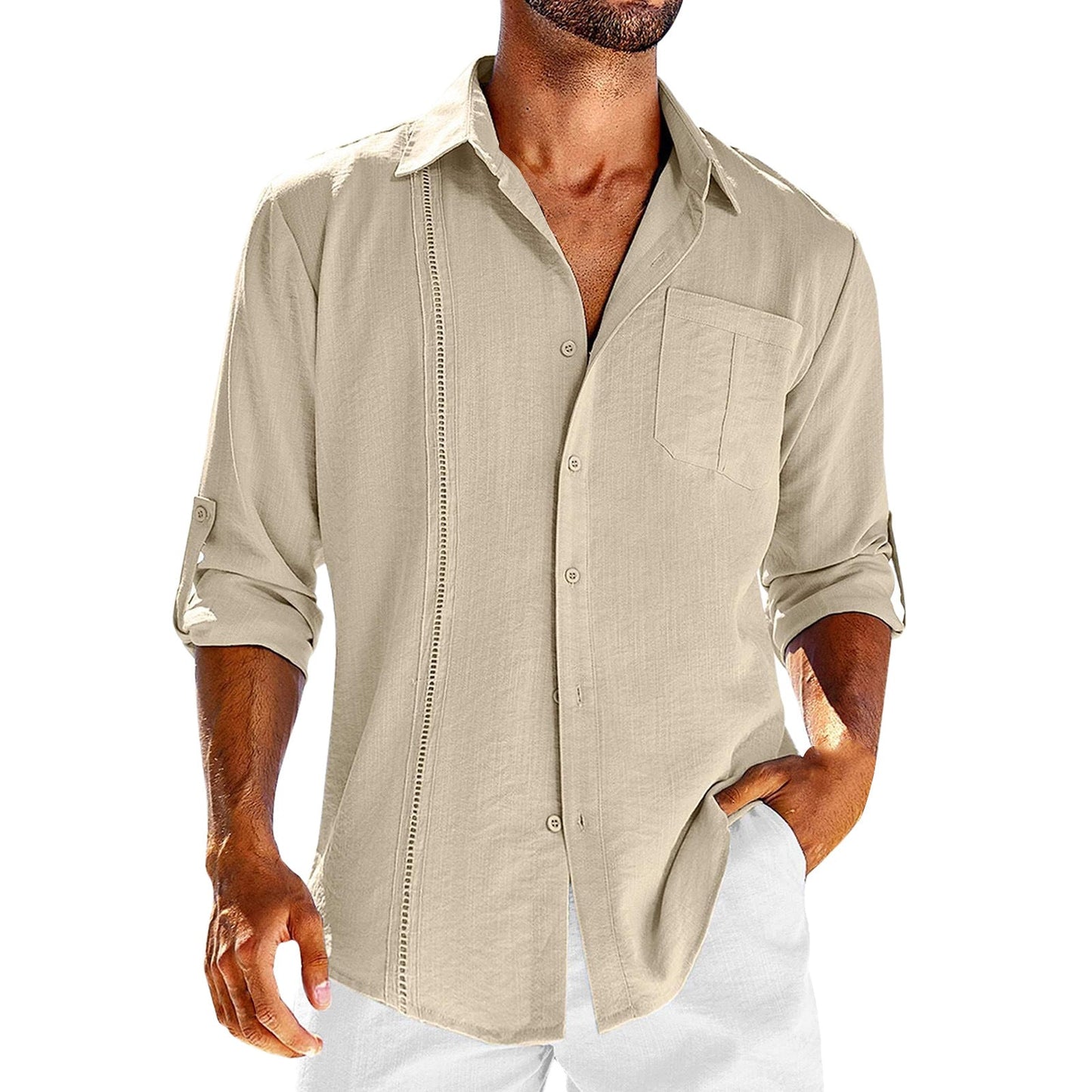 Men’s Casual Shirt – Relaxed Fit – Natural Fibers – Long Sleeve – Button Down