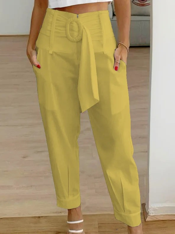 Women’s Tapered Pants – High Waist – Tailored Fit – Pleated Front
