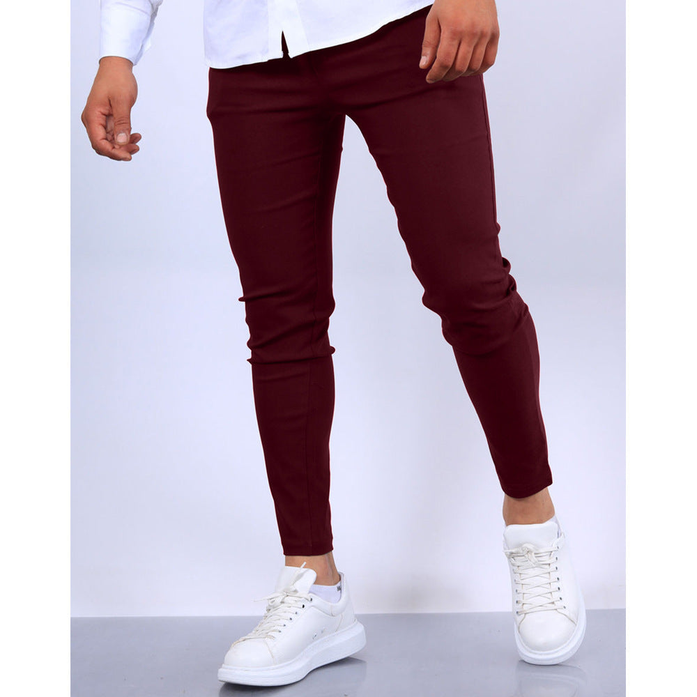 Men’s Dress Pants – Slim Fit – Woven Fabric – Faux Pockets – Full Length Formal Wear