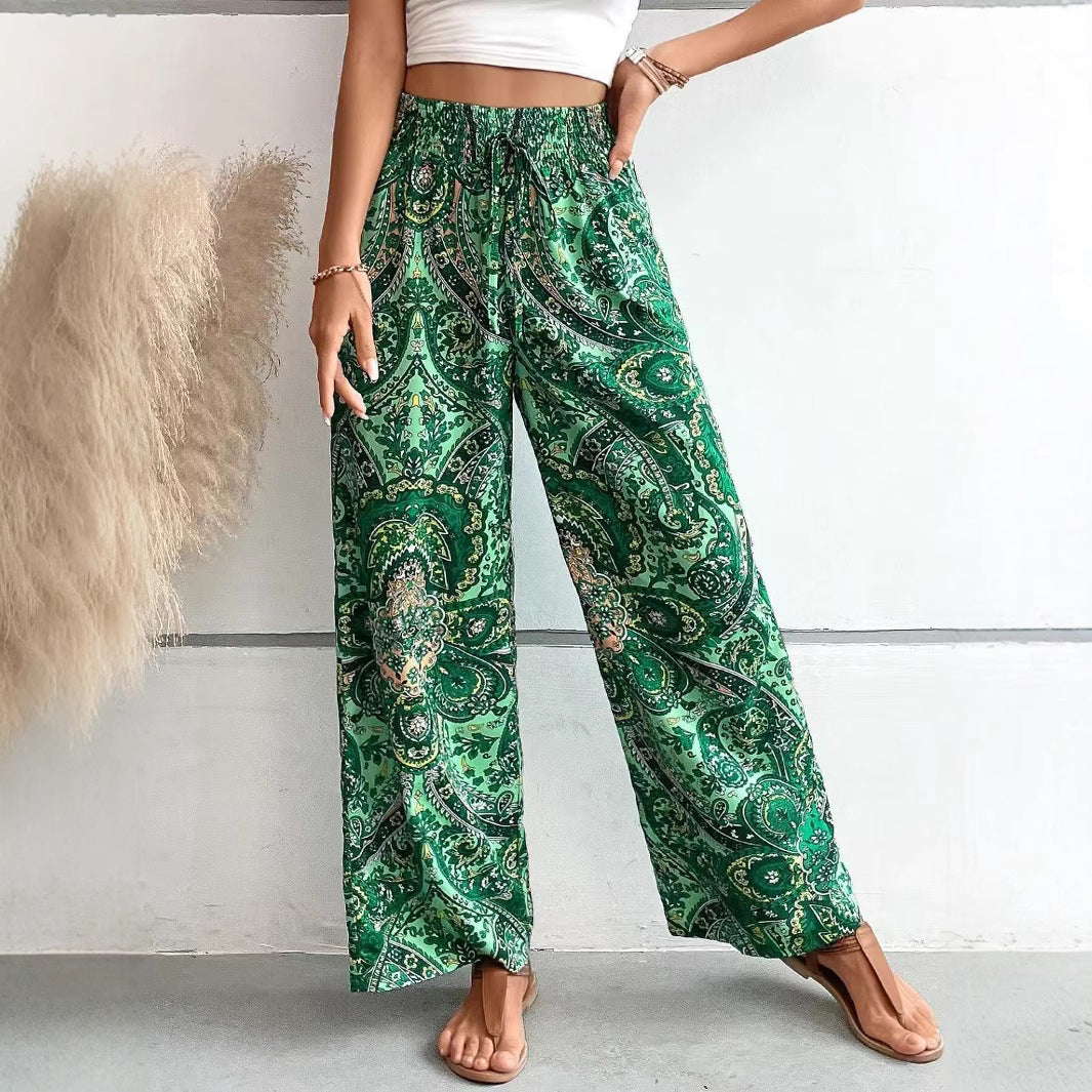 Women’s Wide-Leg Pants – Breathable Blend – Elastic Waist – Flowy Relaxed Fit