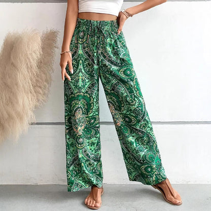 Women’s Wide-Leg Pants – Breathable Blend – Elastic Waist – Flowy Relaxed Fit