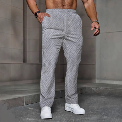 Men’s Joggers – Relaxed Fit – Cotton Blend – Textured Fabric – Elastic Waist – Pockets