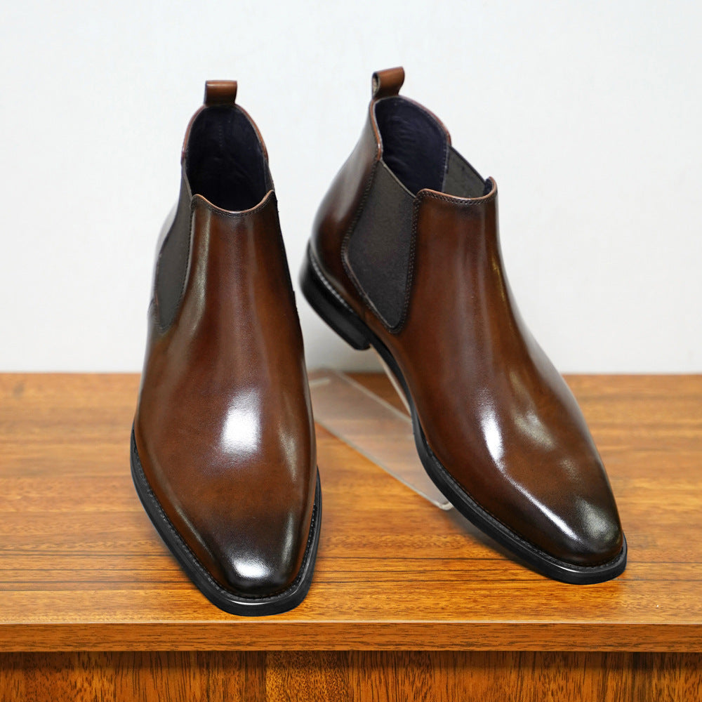 Men’s Chelsea Boots – Leather Upper – Sleek Fit – Ankle Height Slip-On Design
