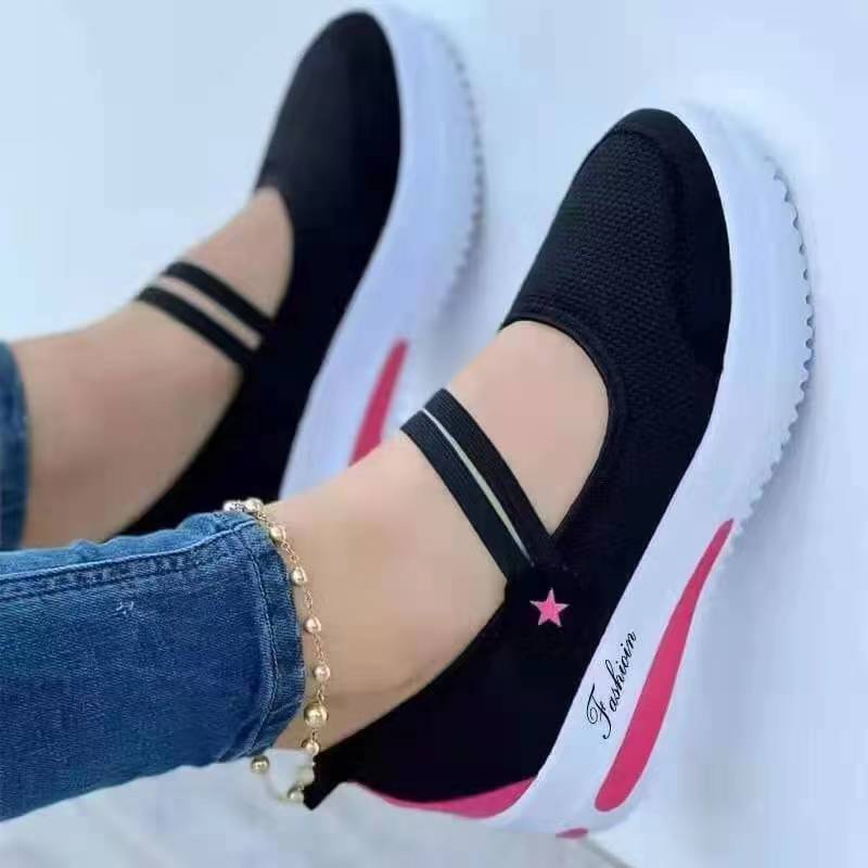 Women’s Orthopedic Casual Shoes – Breathable Mesh – Flat Heel – Elastic Slip-On