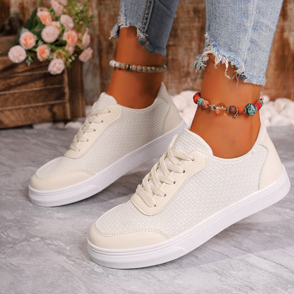 Women’s Casual Sneakers – Breathable Mesh – Cushioned Sole – Low Top Lace-Up