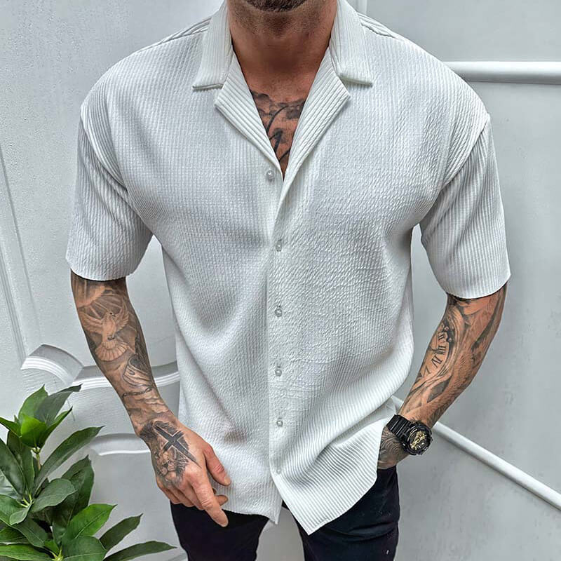Men’s Short Sleeve Shirt – Regular Fit – Breathable Blend – Button Down Casual Wear