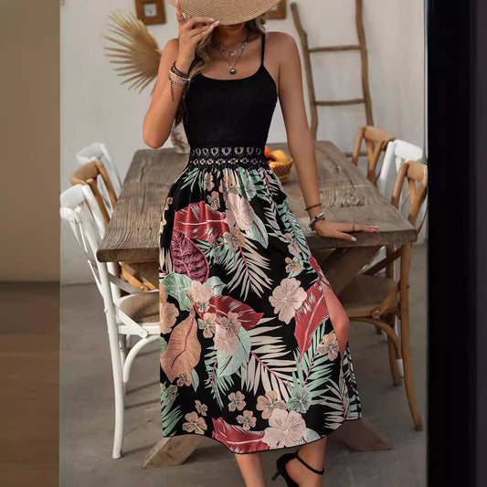 Women’s Sundress – Spaghetti Straps – Tropical Print – Relaxed Fit – Breathable Blend