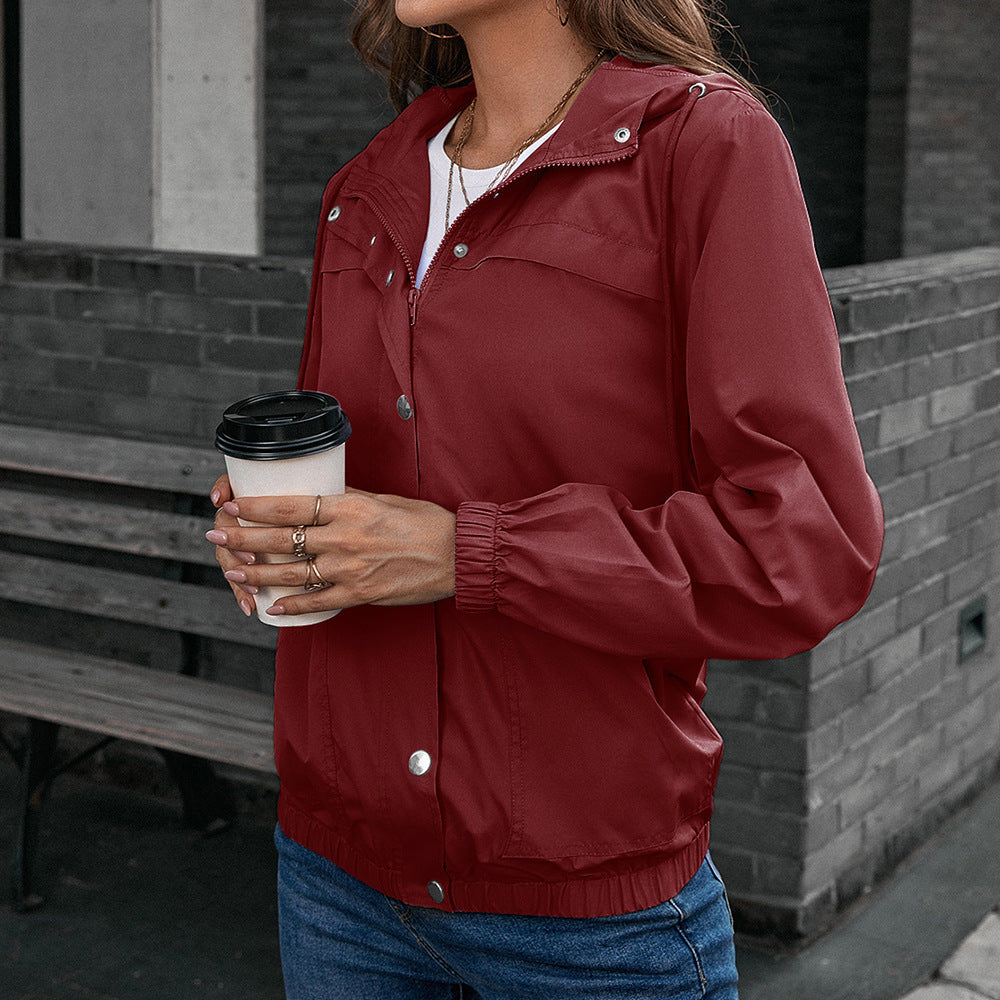 Women’s Outdoor Jacket – Waterproof – Windbreaker – Relaxed Fit – Hooded Zip Front