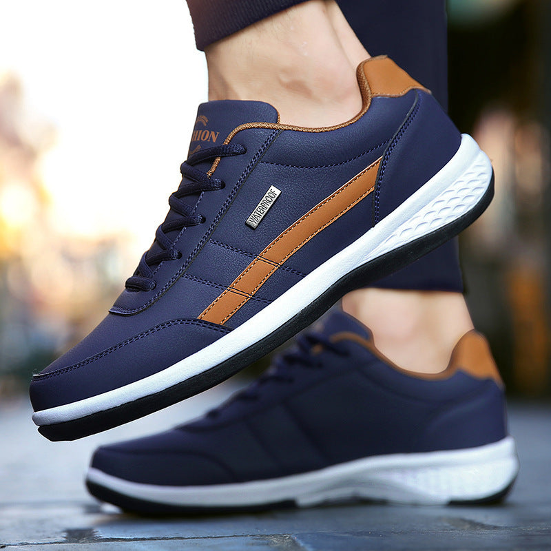Men’s Casual Sneakers – Synthetic Leather – Lace-Up – Cushioned Heel – Rubber Sole