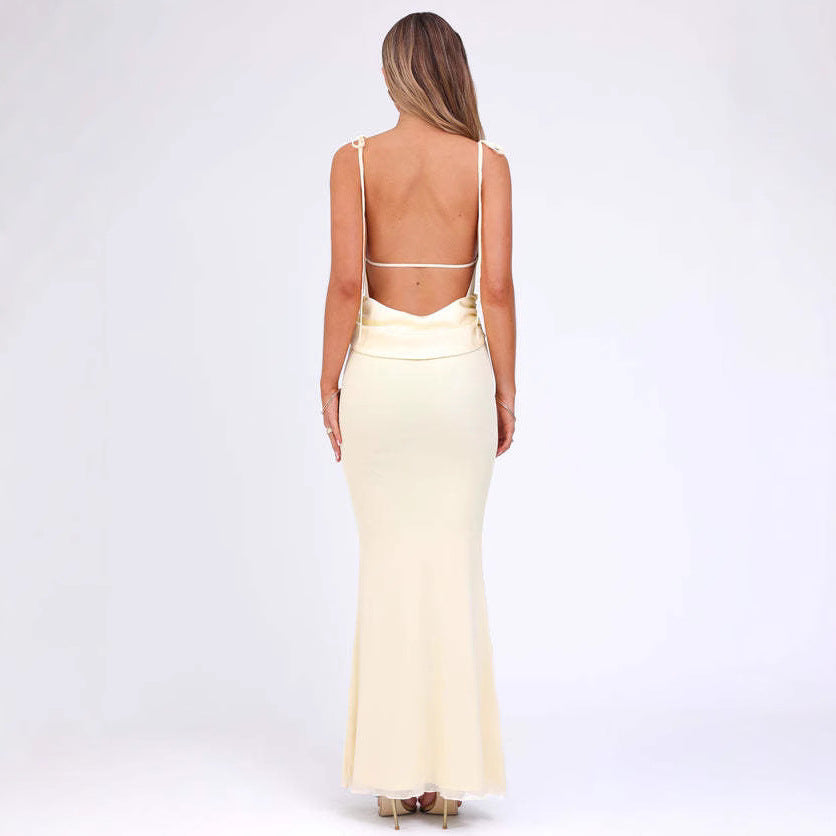Women’s Bodycon Dress – Stretch Fabric – Adjustable Straps – Full Length – Ruched Sides