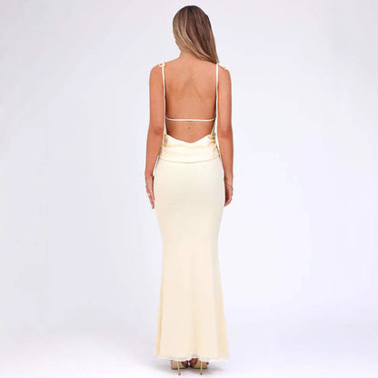 Women’s Bodycon Dress – Stretch Fabric – Adjustable Straps – Full Length – Ruched Sides