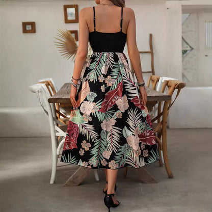 Women’s Sundress – Spaghetti Straps – Tropical Print – Relaxed Fit – Breathable Blend