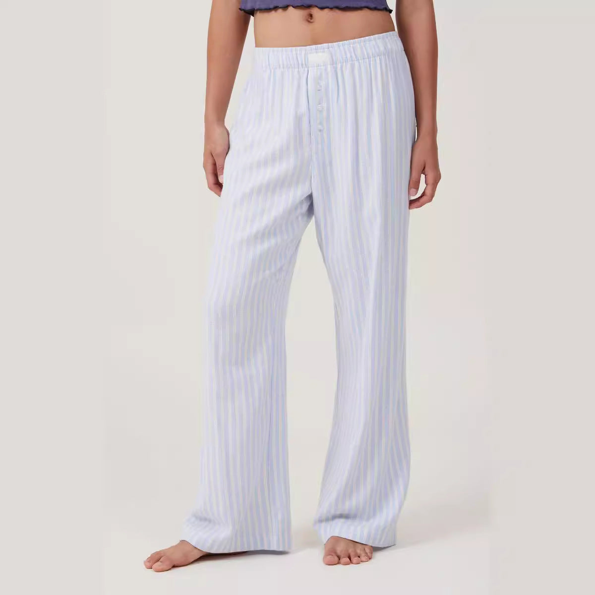 Women’s Lounge Pants – Relaxed Fit – Breathable Blend – Elastic Waist – Striped Casual Wear