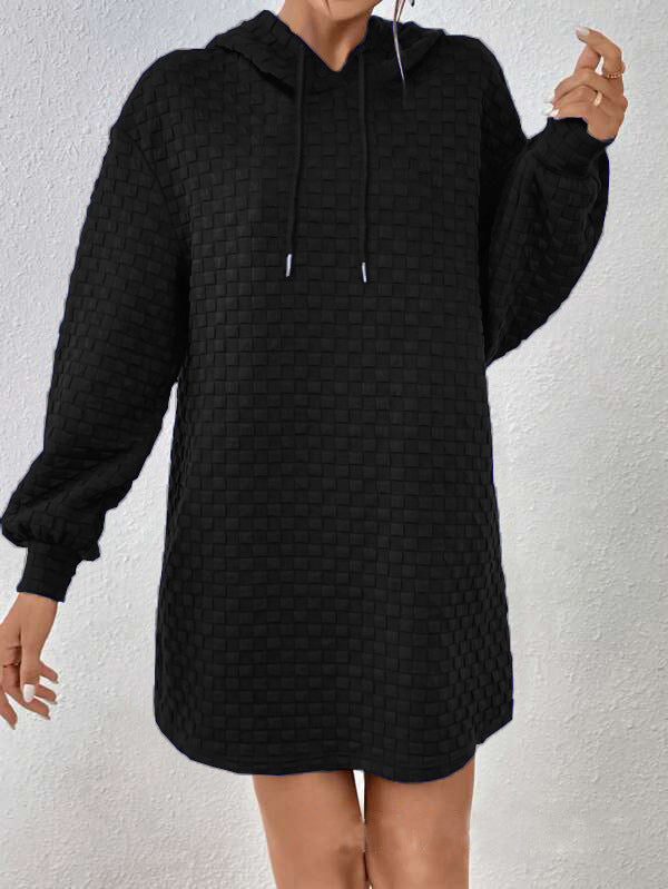 Women's Hooded Dress - Knit - Relaxed Fit - Adjustable Drawstring Hood