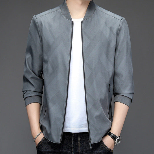 Men’s Jacket – Slim Fit – Baseball Collar – Ribbed Trim – Lightweight – Woven Fabric
