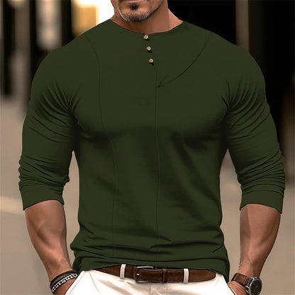 Women's Long Sleeve Shirt - Cotton Blend - Slim Fit - Asymmetrical Neckline Buttons