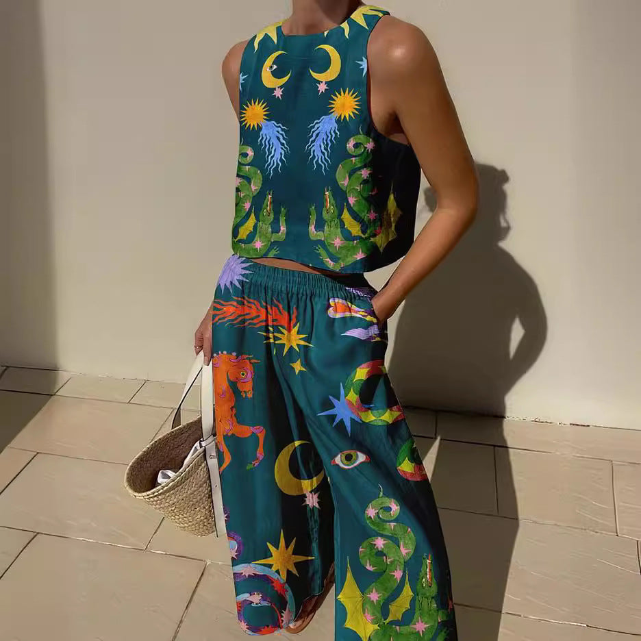 Women’s Crop Top – Bold Printed Design – Lightweight Cotton – Relaxed Fit – Sleeveless