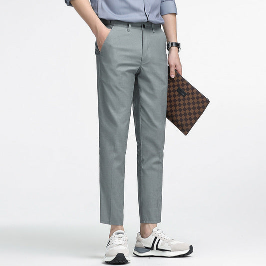 Men’s Cropped Trousers – Slim Fit – Breathable Blend – Straight Cut Smart Casual