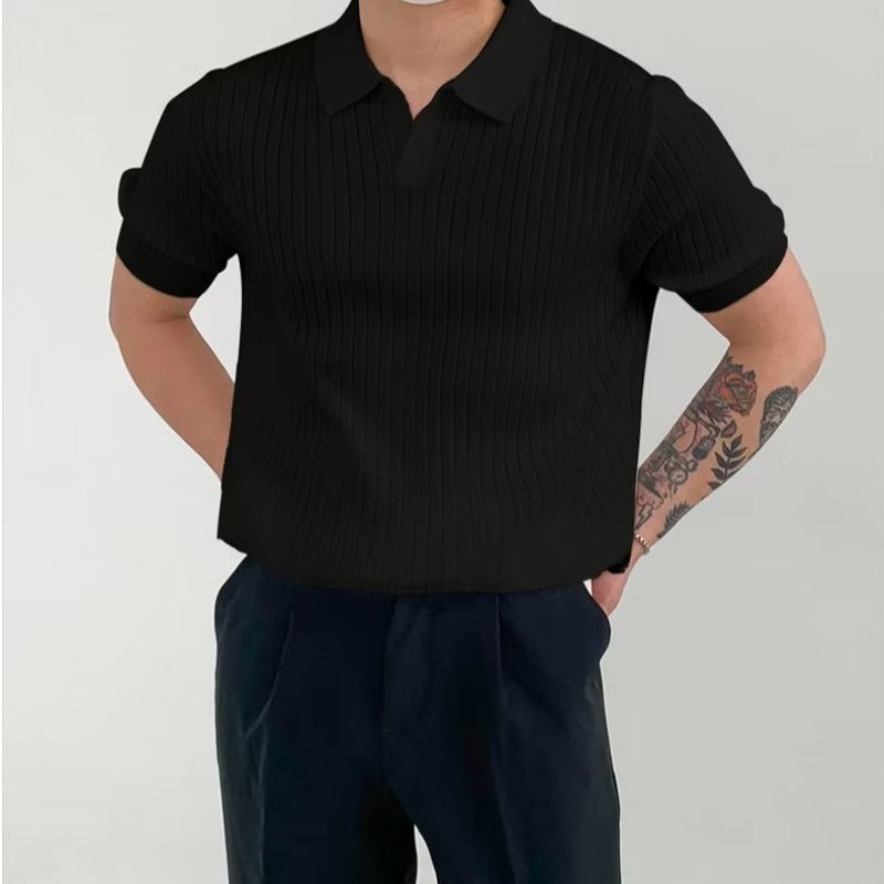 Men’s Polo Shirt – Soft Ribbed Knit – Standard Fit – Short Sleeve Casual Style