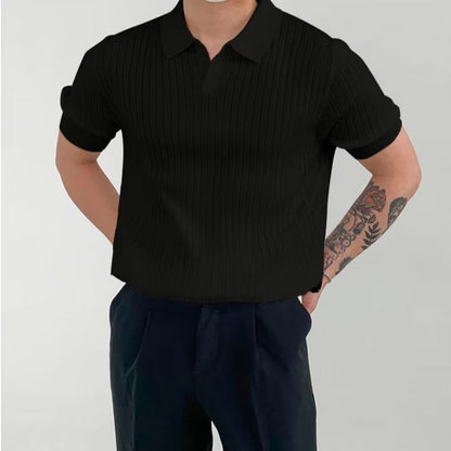 Men’s Polo Shirt – Soft Ribbed Knit – Standard Fit – Short Sleeve Casual Style