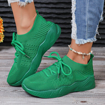 Women’s Sports Shoes – Soft Knit Upper – Cushioned Sole – Lace-Up Fit