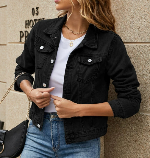 Women’s Denim Jacket – Tailored Fit – Button Front – Long Sleeve Casual Layer