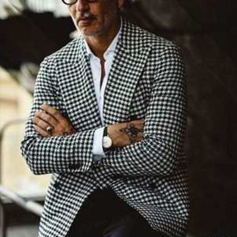 Men’s Blazer – Slim Fit – Check Pattern – Double Breasted – Formal Wear