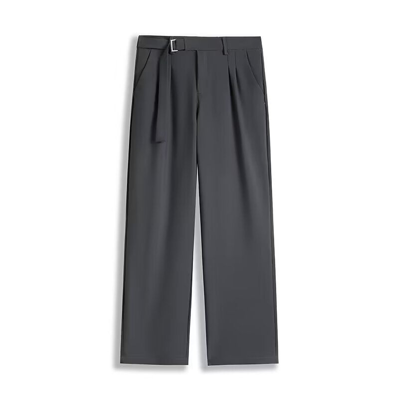 Men’s Straight-Leg Pants – Relaxed Fit – Full Length – Belted Waist – Breathable Blend