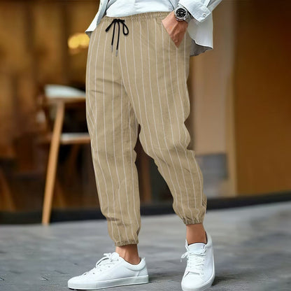 Men’s Casual Pants – Relaxed Fit – Cotton Blend – Tapered Leg – Elastic Waist – Drawstring