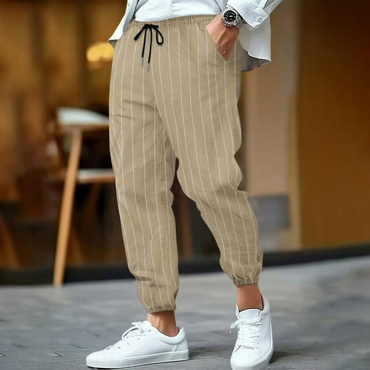 Men’s Casual Pants – Relaxed Fit – Cotton Blend – Tapered Leg – Elastic Waist – Drawstring