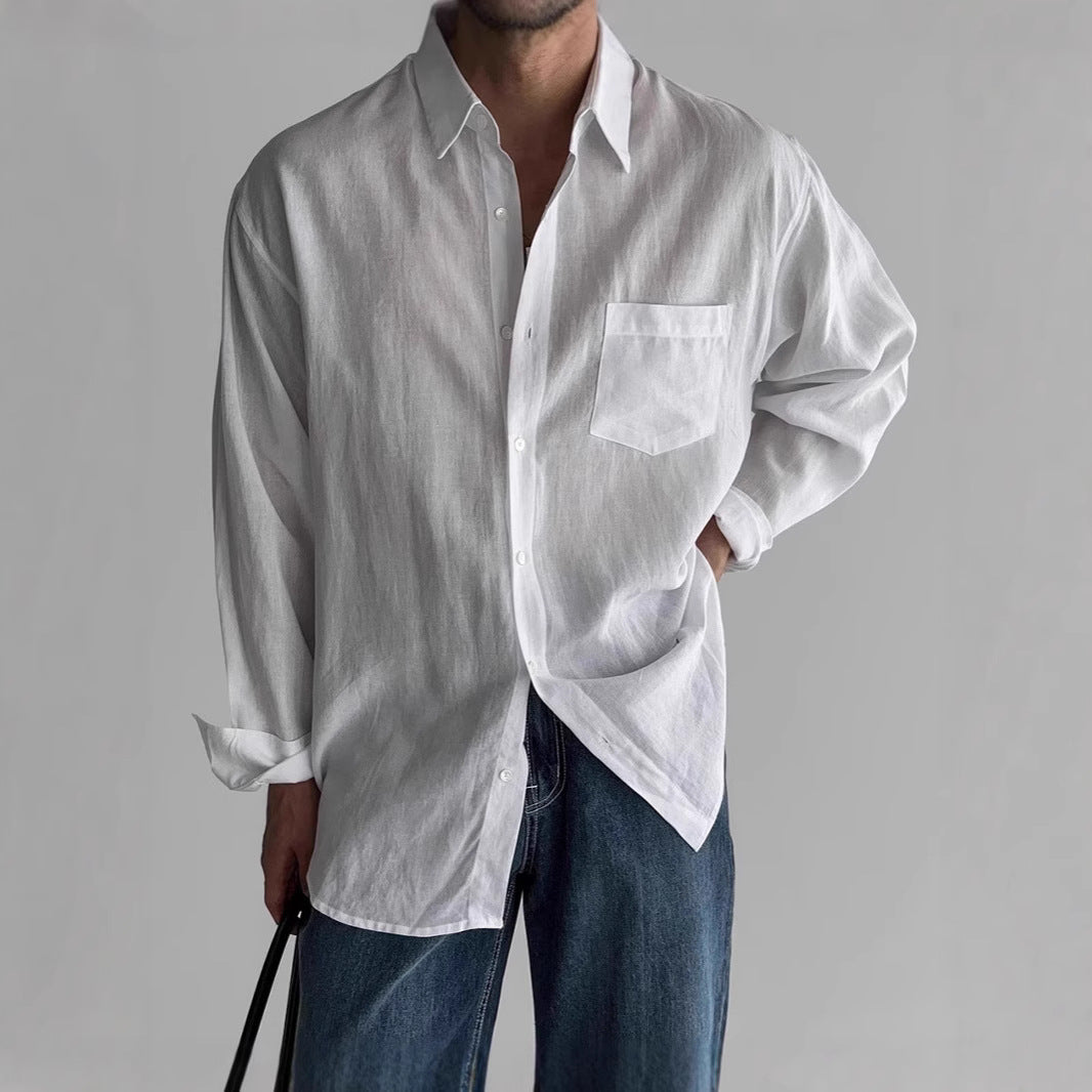 Men’s Long Sleeve Shirt – Relaxed Fit – Breathable Blend – Button Down Casual Style