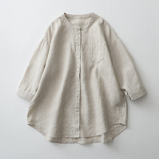 Women’s Shirt – Oversized Fit – Three-Quarter Sleeve – Linen Blend – Button-Down