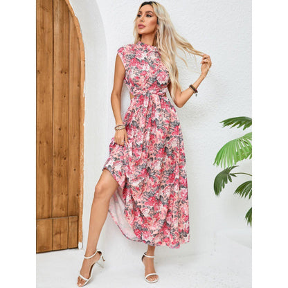 Women’s Midi Dress – Slim Fit – Open Back – Floral Print – Breathable Blend