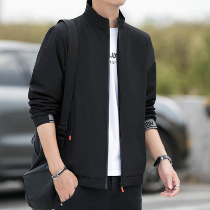 Men’s Casual Jacket – Relaxed Fit – High Collar – Zipper Front – Breathable Blend