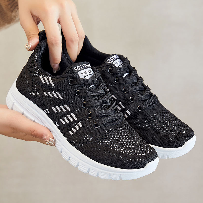 Women’s Low-Top Sneakers – Breathable Knit – Cushioned Sole – Lace-Up Athletic Fit