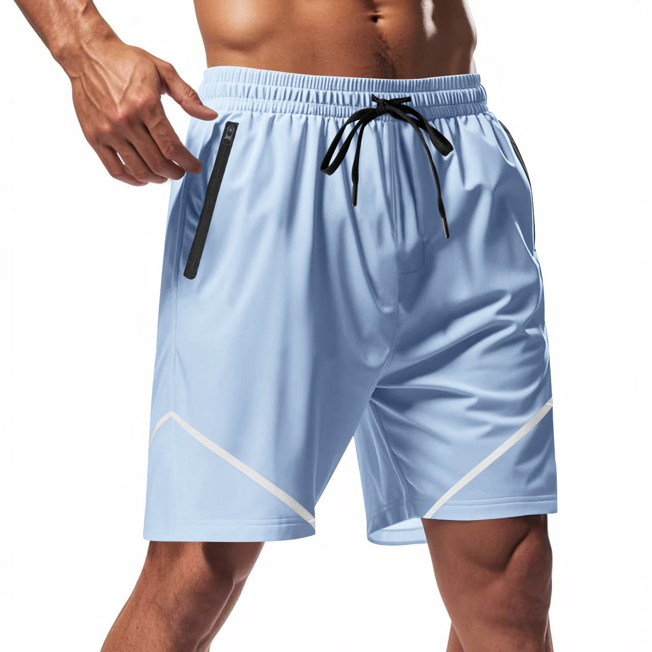Men’s Athletic Shorts – Quick Dry – Loose Fit – Knee Length – Zipper Pockets – Drawstring
