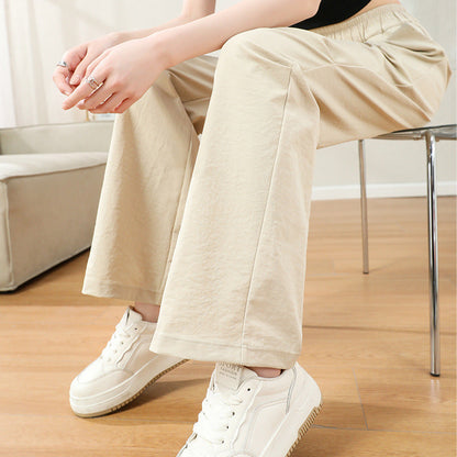 Women’s Cargo Pants – Cotton Blend – Relaxed Fit – Elastic Waist – Straight Leg