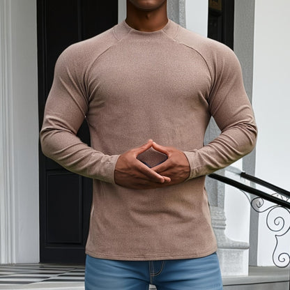 Men’s Long Sleeve T-Shirt – Slim Fit – Soft Stretch – Crew Neck – Raglan Sleeve