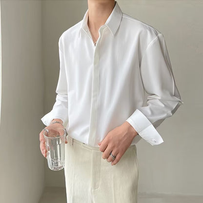 Men’s Dress Shirt – Slim Fit – Hidden Placket – Stretch Fabric – Long Sleeve